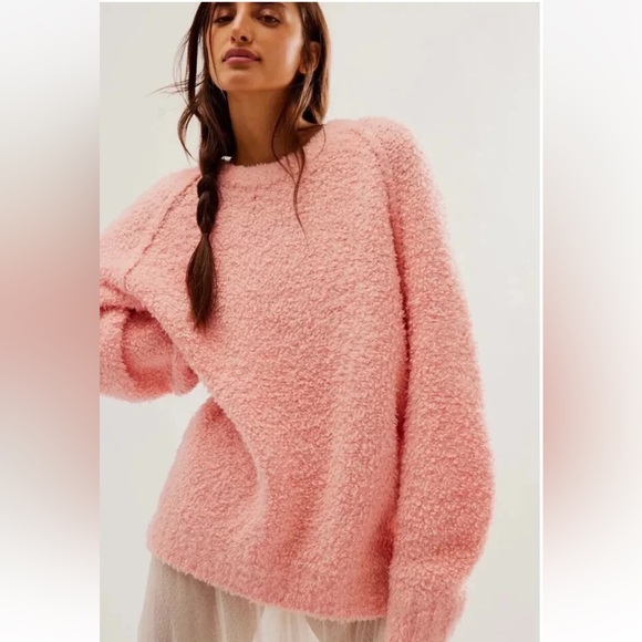 NWOT Free People Teddy Sweater Tunic In Pale Rosette Women’s Medium - Picture 5 of 12